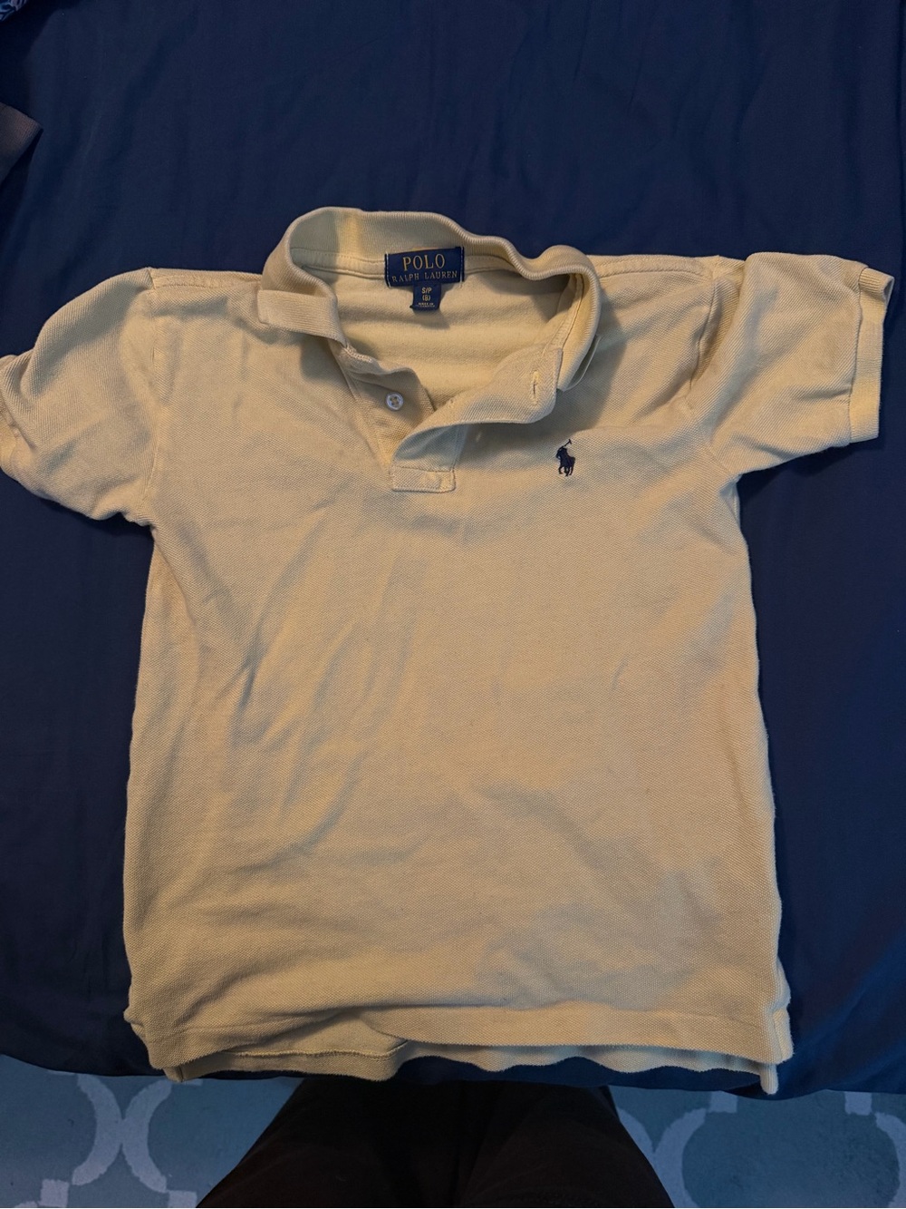 Polo by Ralph Lauren Boys' Light Cream Polo with Navy Pony
